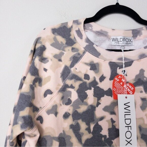 NWT Wildfox Sommers Crewneck Pullover Sweatshirt XS Tortoise Shell Camo Terry - Picture 6 of 8